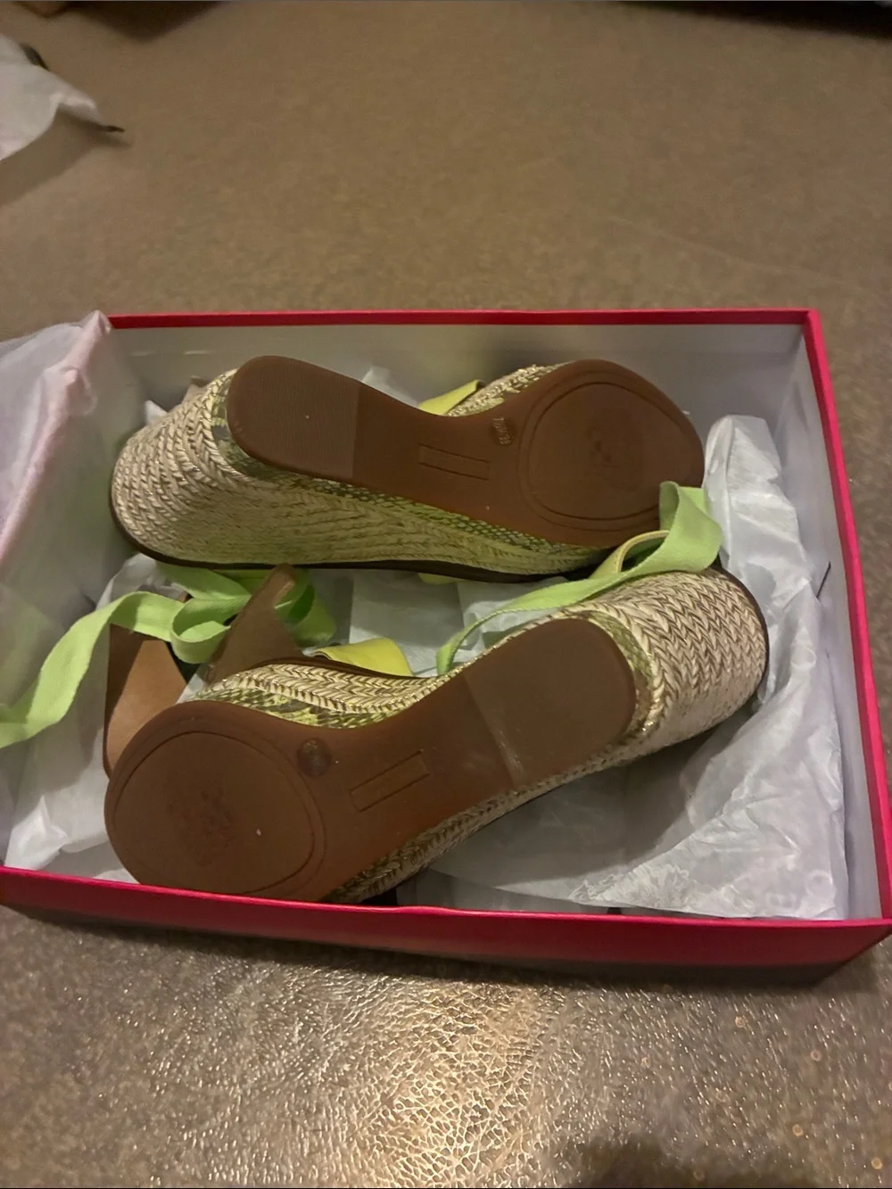 Vince Camuto Lime Green Espadrille Wedge Sandals